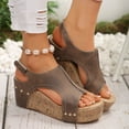 thumbnail image 2 of THDHVS Wedge Sandals for Women,Womens Sandals Comfortable,Women's Heeled Sandals Open Toe Slide Sandals Brown 6.5, 2 of 5