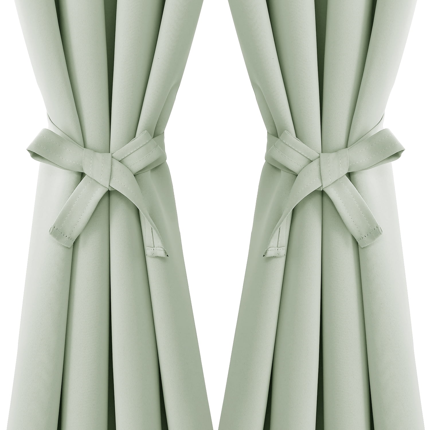 Hiasan Blackout Curtains for Bedroom, 42 x 63 Inches Length - Thermal Insulated & Light Blocking Window Curtains for Living Room/Kids Room, 2 Drape Panels Sewn with Tiebacks, Seafoam Green