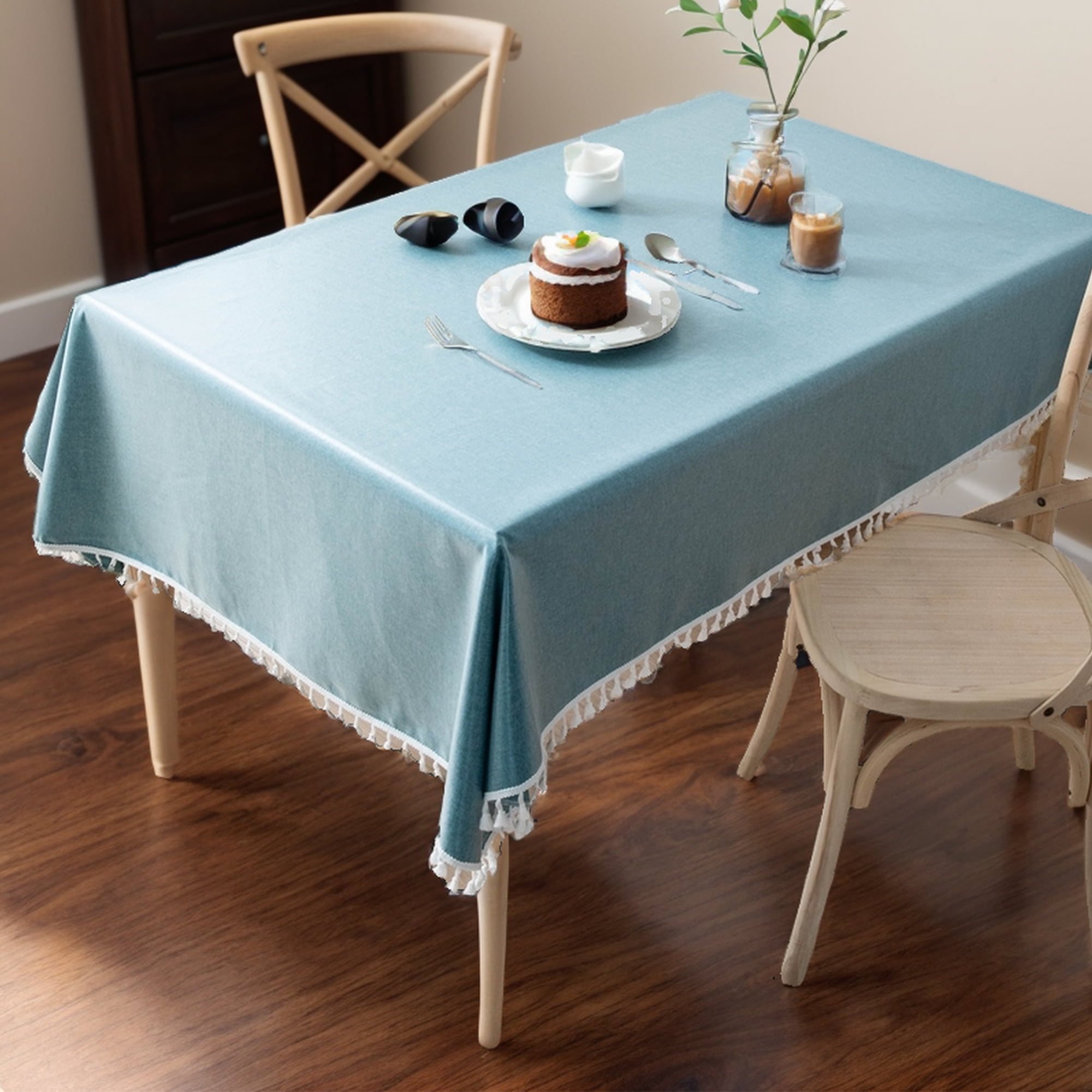 Unique Bargains Wrinkle Free Tablecloths for Holiday Camping Blue 78.74"x55.12"