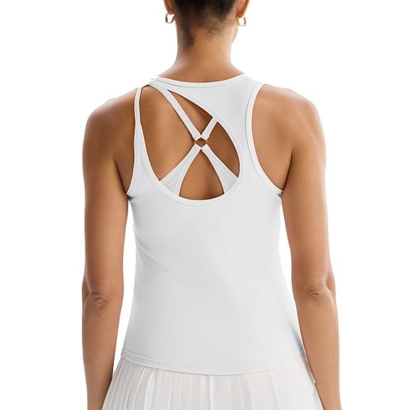 RUNNING GIRL Women’s Open Back Workout Tank Top Sleeveless Athletic Tennis Shirt Yoga Running Top Sportswear