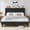 Black, variant on Queen Bed Frame with Velvet Upholstered Headboard, Metal Support, No Box Spring Needed, Noise Free, Easy Assembly, Beige