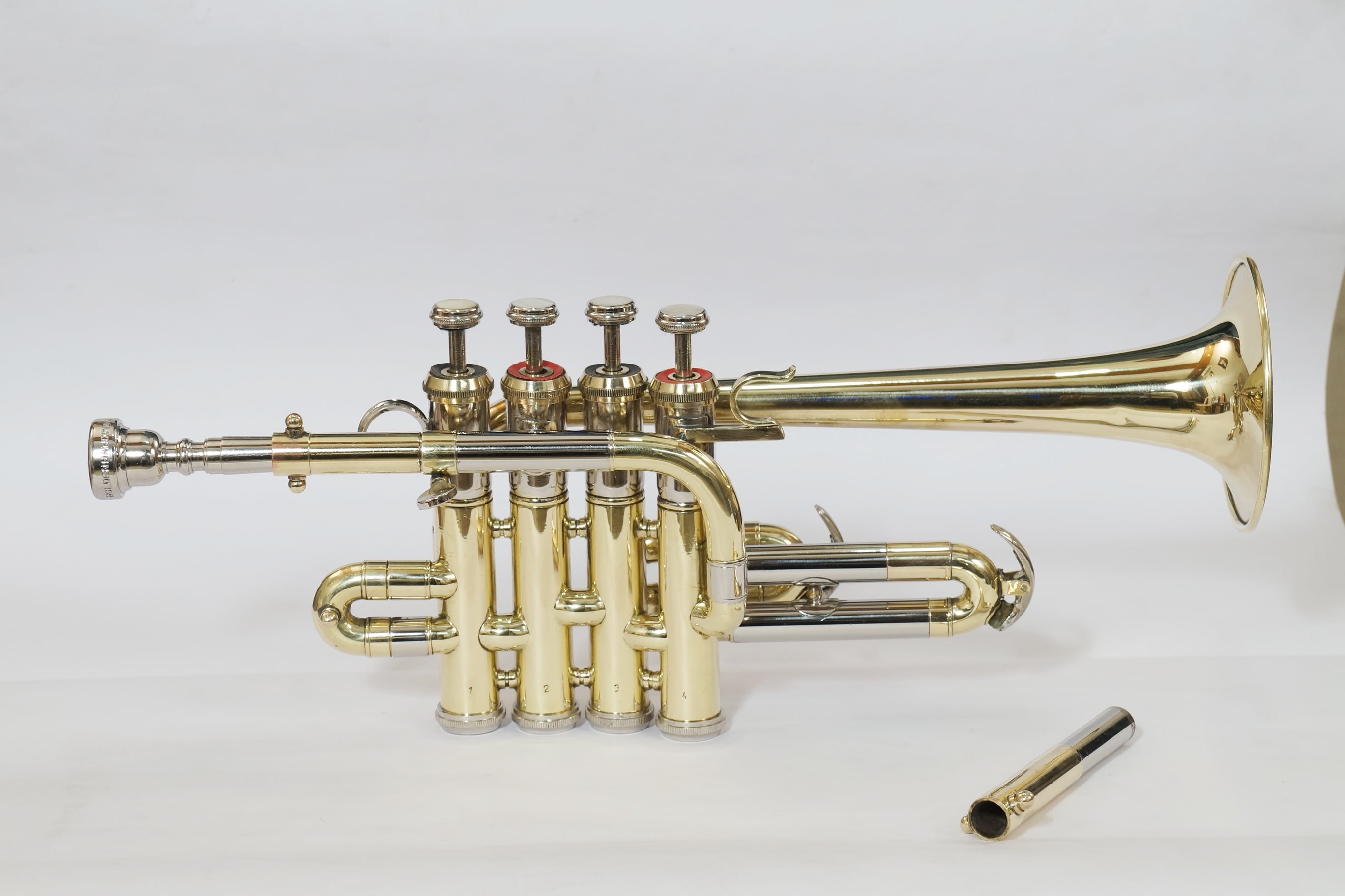 piccolo trumpet full brass finish Bb/A pitch with hard case bag and