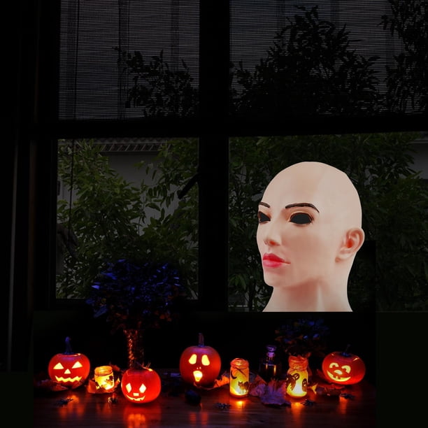 Cubierta de cabeza de látex realista para mujer, disfraz de Drag Queen para Halloween, tocado