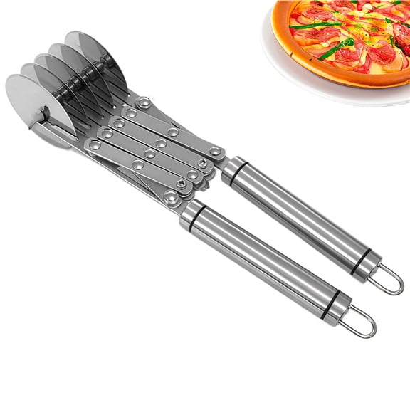 Five Wheel Pizza Cutter Tool Stainless Steel Adjustable for Perfect Slices