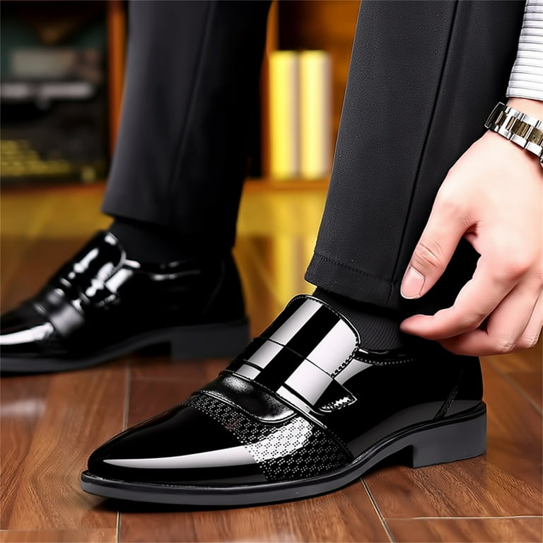 Mens Shoes Pointy Toe Business Dress Formal Shoes Slip On
