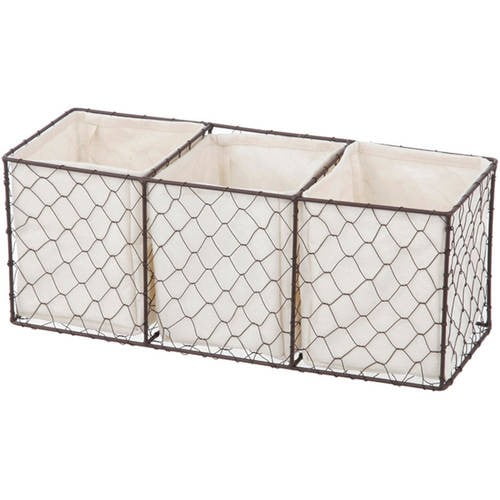 Chapter Lined Chicken Wire Storage Basket With Dividers Bronze