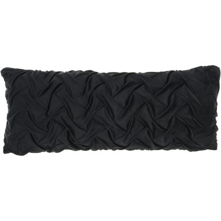 Mina Victory Lifestyle Velvet Pleated Waves 12" x 30" Black Indoor Throw Pillow