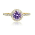 thumbnail image 2 of AVORA 10K Yellow Gold February Birthstone-Genuine Amethyst with Simulated Diamond CZ Halo Fashion Ring  - Size 8, 2 of 6