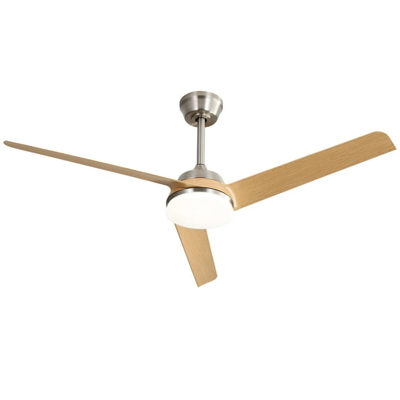 Noaman 52 Inch Ceiling Fan with 22W LED Light, Remote Control, 5 ABS Blades, Reversible DC Motor, Brushed Nickel Finish for Living Room, Bedroom, Office