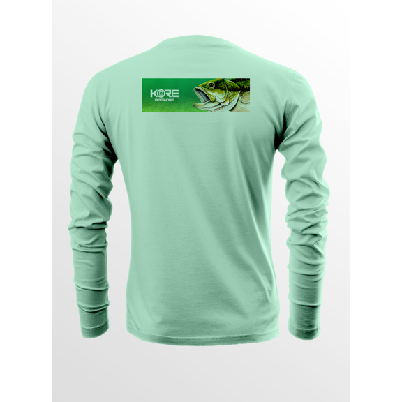 KORE Offshore Mens Long Sleeve UPF50  Dri-All-Day Sunblock Fishing Shirt - BASS FAME