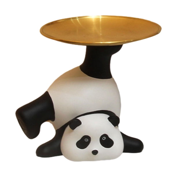 Bandeja de almacenamiento de escritorio con adorno artístico de figura de panda, moderna y linda bandeja para joyas Estilo A