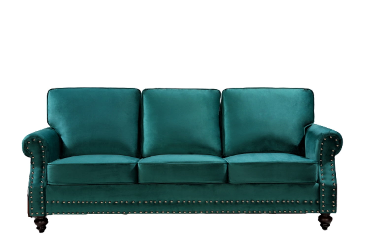 Uspridefurniture Feingold 85'' Velvet Rolled Arm Sofa,Green