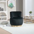 thumbnail image 2 of Swivel Barrel Chair, Modern Round Accent Arm Chairs, Upholstered Comfy 360 Degree Swivel Single Circle Club Sofa Chair Velvet Fabric Chair for Living Room, Bedroom, Office, Waiting Rooms, Black, 2 of 9