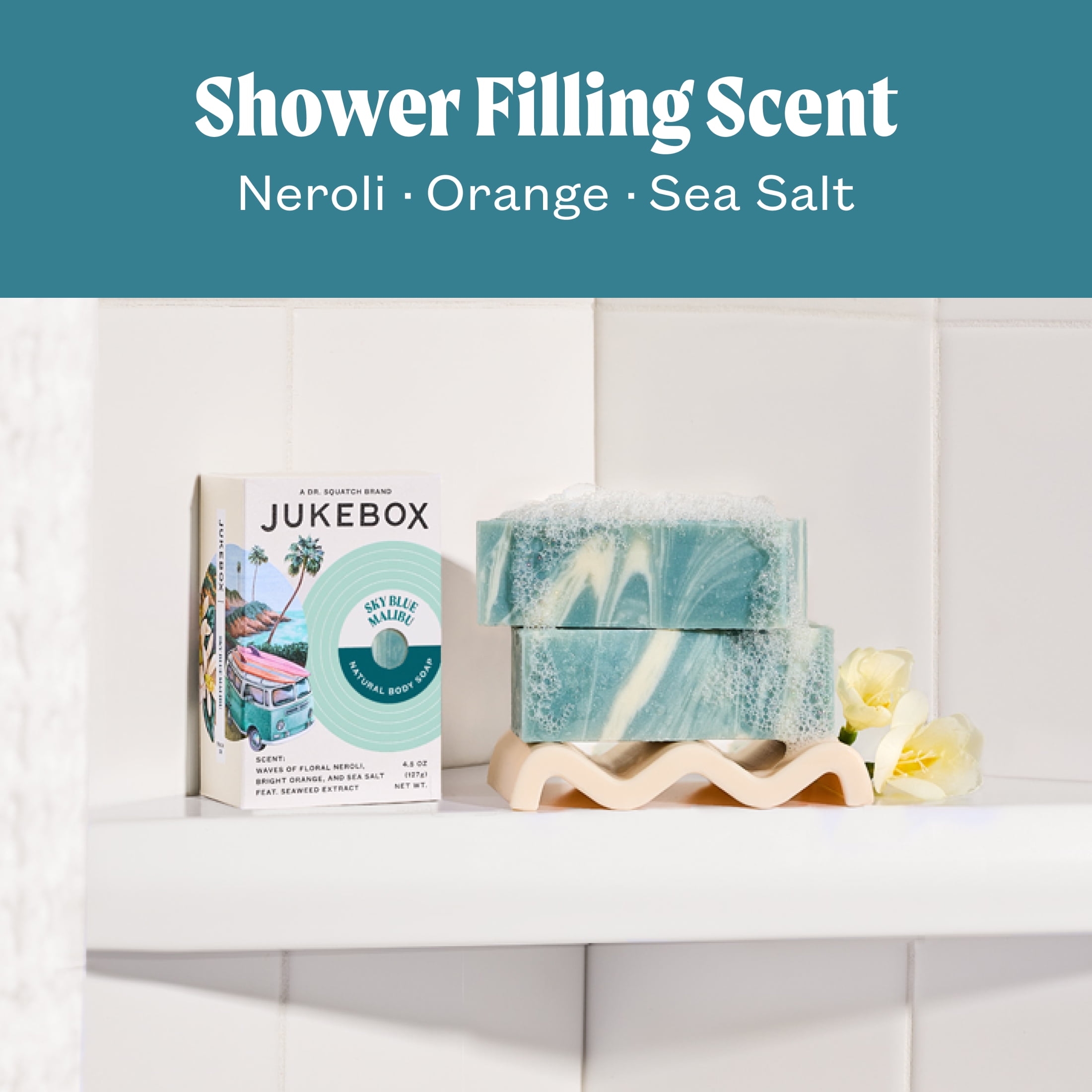 Jukebox Sky Blue Malibu Natural Bar Soap for Women Bathroom and Bath Soap, 4.5 oz