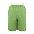 thumbnail image 4 of Henpk Womens Cotton Linen Bermuda Shorts Yoga Pants Tummy Control Workout Gym Shorts Loose Fit Casual Pants Elastic Waist Summer Beach Trousers Ladies Active Athletic Zipper Pockets Green XXL, 4 of 6