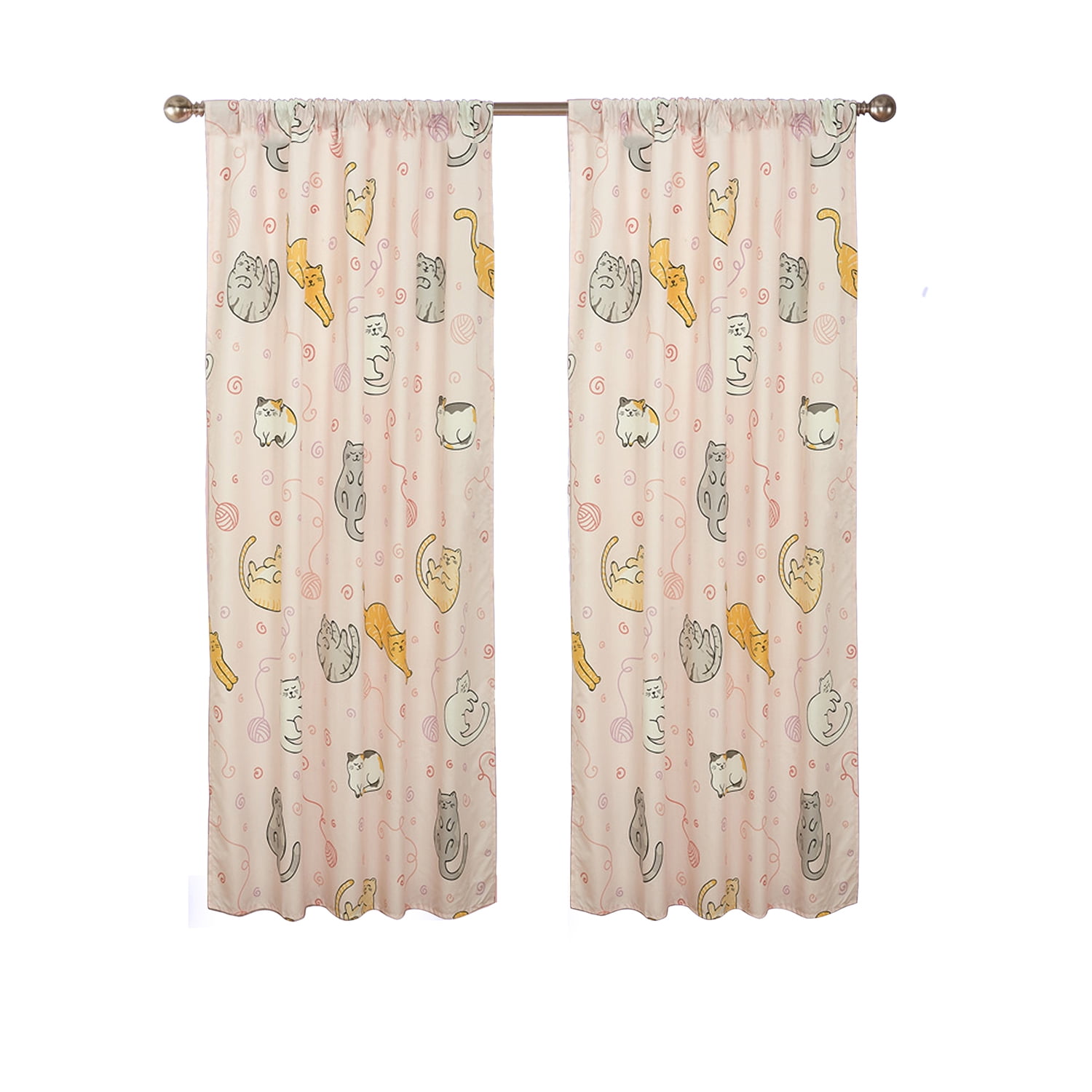 Kidz Mix Sleepy Cats Window Panel Pair - 63"