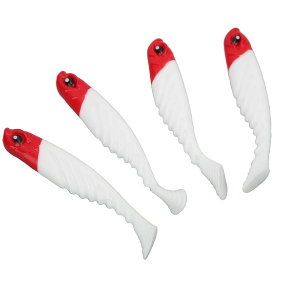 BIMZUC Soft Bait T Tail Lure AR48 Swimbait 75mm / 2.95 inches 3.2g / 0.11 oz Artificial Tackle for Fisherman Seawater Freshwater Fishing - Red Head Color