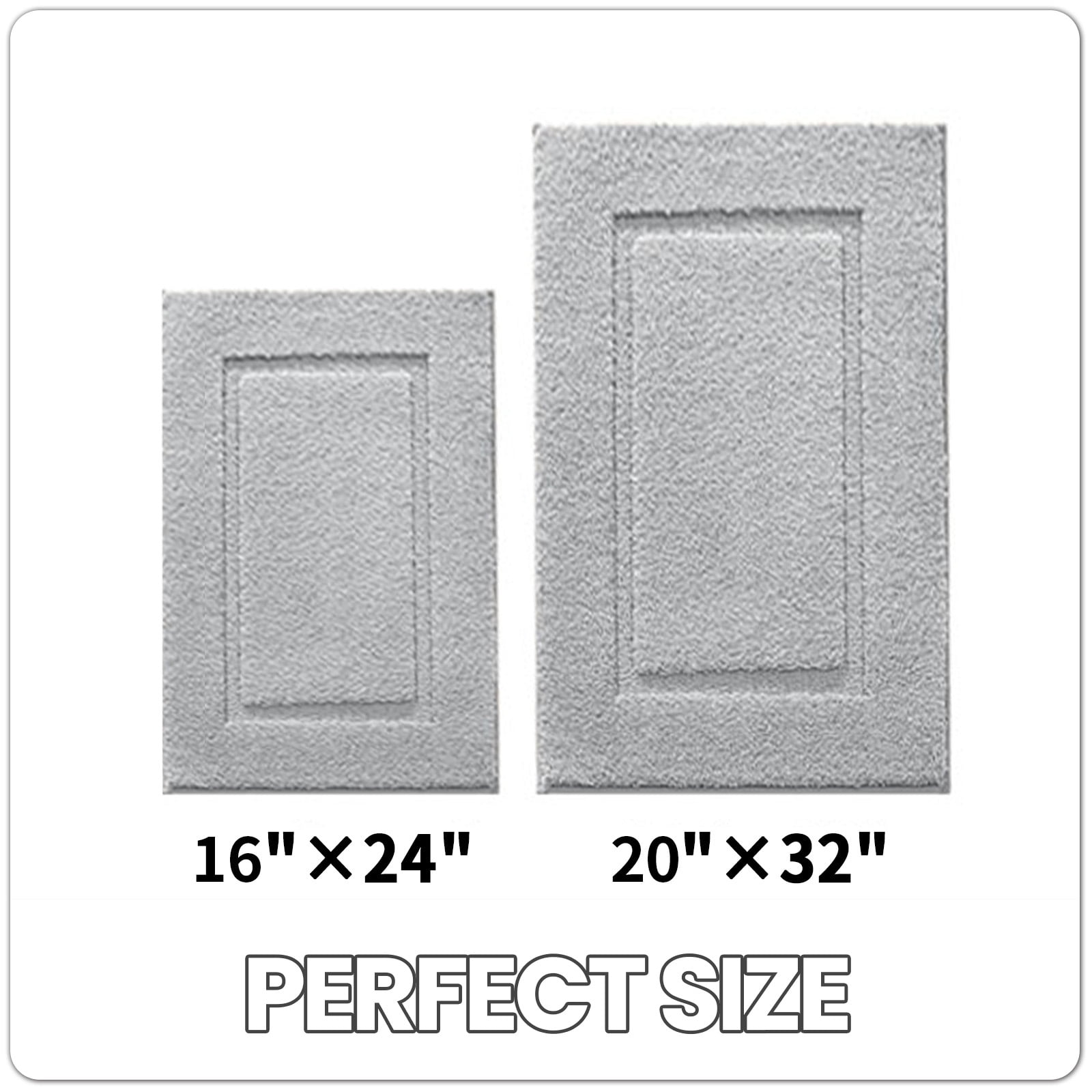 OEAKAY Traditional Shag Bath Mat, Light Gray Soft Microfiber Bathroom Rug for Bathroom Floor, 16"x24", Machine Washable, Super Absorbent and Non-Slip