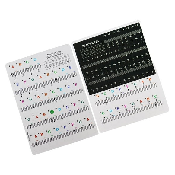 Pegatinas transparentes para teclado , tableros de personal de aprendizaje de práctica , etiquetas para , guía de notas