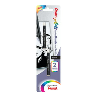  Pentel Arts Portable Pocket Brush Pen (Medium Point), 1Pen &  2Refills : Office Products
