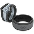 thumbnail image 1 of Rinfit Silicone Rings for Women & Men - Couple Sets Rubber Wedding Bands - Black, Gray and Silver, 1 of 5
