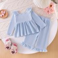 thumbnail image 5 of Toddler Baby Girl Outfits Solid Fall Clothes Ruffle Sleeve Bowknot Lace Tops Flared Pants Set 2PCS Set Kaprioy Toddler Girl Winter Clothes 18 24 Months 2T 3T 4T, 5 of 8