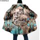thumbnail image 1 of Capa gruesa y cálida con capucha para hombre, abrigo de lana a prueba de viento, con estampado 3D de Luna y Lobo, Native Dream Catcher, bata, manta, 6, 1 of 4