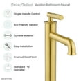 thumbnail image 6 of Avallon Single Hole, Single-Handle Sleek, High Arc Bathroom Faucet in Brushed Gold, 6 of 11
