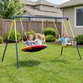 thumbnail image 2 of Qaba Kids Swing Set with Double Swings, Metal Frame, 150kg Capacity, 2 of 10