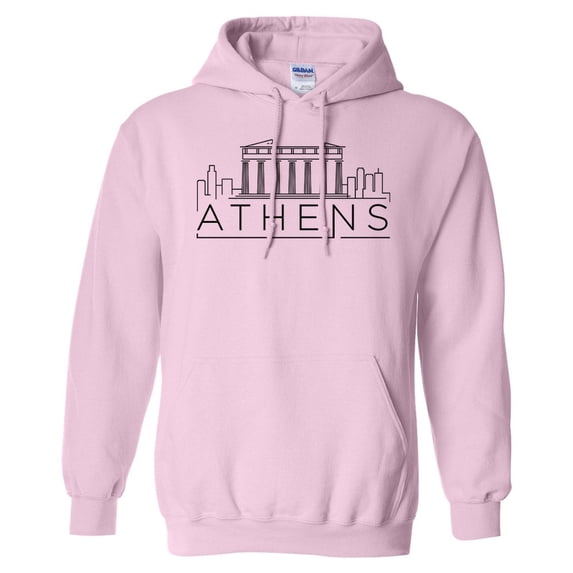 Skyline Athens Greece Hoodie Sweatshirt Unisex Medium Pink