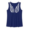 thumbnail image 5 of VBVC Women's Contrast Lace V Neck Tank Top , Ladies' Button Detail Empire Waist Blouse , Summer Sleeveless Babydoll Shirts For Women,Blue,S-2XL, 5 of 5