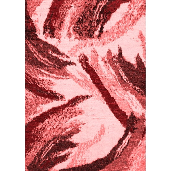 Ahgly Company Machine Washable Indoor Rectangle Abstract Red Modern Area Rugs, 5' x 8'
