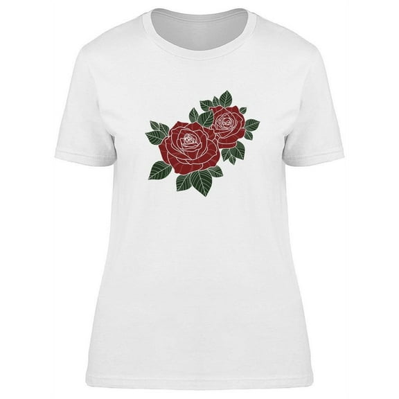 Red Color Roses T-Shirt Women -Image by Shutterstock, Female 3X-Large