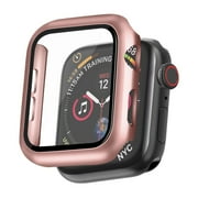 Case for Apple Watch 40mm Series SE 6 5 4 with Tempered Glass Screen Protector, Hard Shell Matte Full Protection Anti Scratch Cover (Rose Gold)