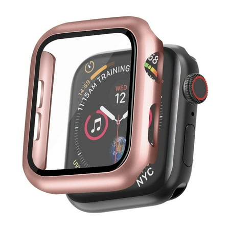 Case for Apple Watch 42mm Series 3 2 1 with Tempered Glass Screen Protector, Hard Shell Matte Full Protection Anti Scratch Cover (Rose Gold)