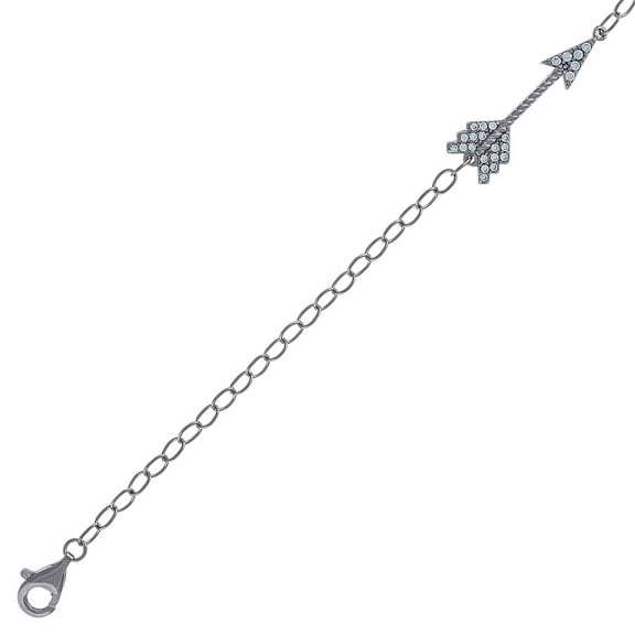 925 Sterling Silver Womens Cubic Zirconia Arrow Charm Bracelet Charm Bracelet for Women - 1.6 Grams