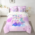 thumbnail image 2 of Manfei Magic Unicorn Bed in a Bag King size, Mystic Galaxy Bed Set, Glitter Stars Reversible Bedding King Size, Breathable Room Decor, 7 Pieces, 2 of 6