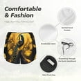 thumbnail image 6 of Lsque Elegant Gold Leaf Peacock Printed Women's Running Shorts with Liner Pockets,Elastic Quick Dry Workout Athletic Gym Yoga Shorts,Womens High Waist Shorts-XX-Large, 6 of 9