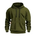 thumbnail image 5 of Men's Pullover Hoodie for Spring, Trendy Casual Long Sleeve Sweatshirt, Streetwear Fleece Top for Daily Wear, Christmas, Fall Season, Lightweight Comfort,Army Green,L, 5 of 5