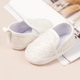 thumbnail image 3 of Dakaela 0-15M Infant Baby Girls Boys Canvas Shoes Toddler Sequin Slip on First Walker Crib Sneakers Newborn Casual Moccasins White, 3 of 6