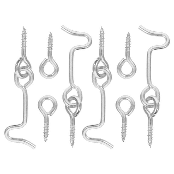 Window Door Hook Wooden Fence Eye Swivel Hooks Screen Cabin and Latch Gate 4 Sets