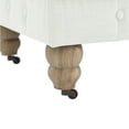 thumbnail image 5 of Rustic Manor Audriana Linen Cocktail Ottoman with Casters, Button Tufted, Cream White, 36 x 25 x 20, 5 of 7