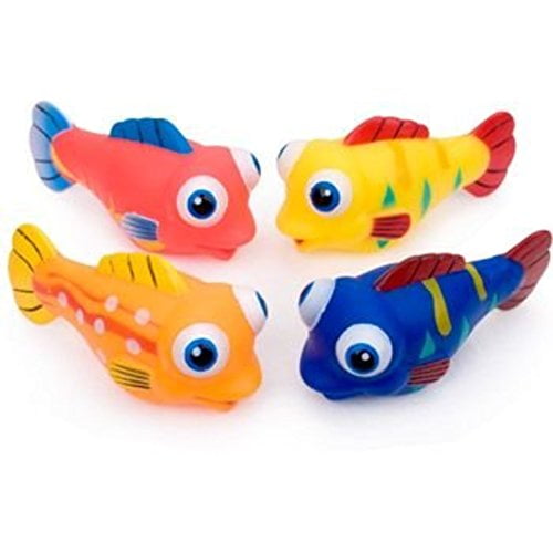 4 Silly Fish Water Squirters Bath Tub Toy 