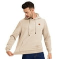 thumbnail image 5 of Satankud Men's Pullover Hoodies Plaid Jacquard Weave Long Sleeve Drawstring Hipster Casual Hooded Sweatshirts with Kanga Light Beige L, 5 of 9