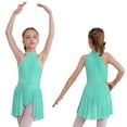 thumbnail image 2 of iiniim Kids Girls Sleeveless Halter Neck Gymnastics Ballet Leotard Dress Lyrical Figure Skating Modern Dancewear Mint Green 16, 2 of 7