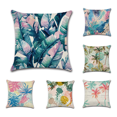 thumbnail image 1 of Funda de Cojín, Juego de 4 Fundas de Almohada Decorativas con Estampado de Hojas de Flores y Plantas Tropicales Coloridas de Algodón y Lino, 45 x 45 cm, para Sofá, Dormitorio, Hogar, 1 of 5