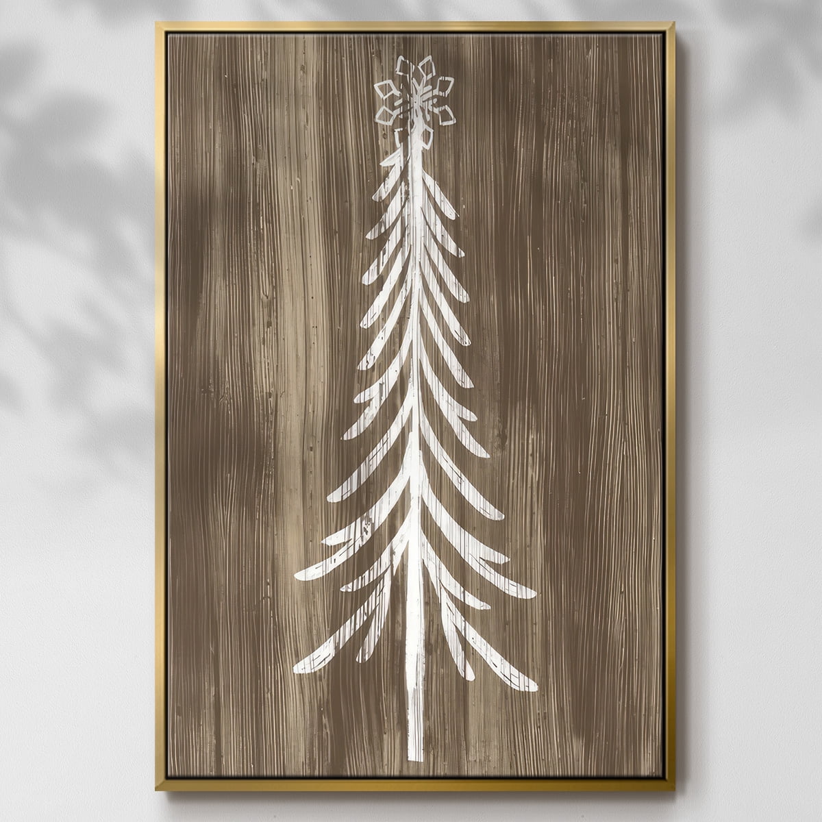Barnwood Wonderland IX - Framed Gallery Wrapped Holiday Canvas - 25 x 37 - Gold Frame