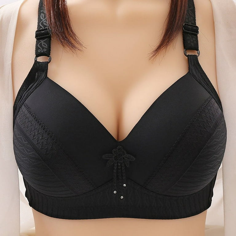 CTEEGC Promotion Bras for Women Solid Color Push Up Bralette Straps Adjustable  Underwear Sports Bra Black 