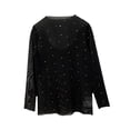 thumbnail image 4 of Ruyang Girls Sparkly Mesh Long Sleeved Tops Semi Round Neck Sun Cover Up Elegant Lace Layer Shirt Kids Fall Outfits Slim Fit Blouses, 4 of 4