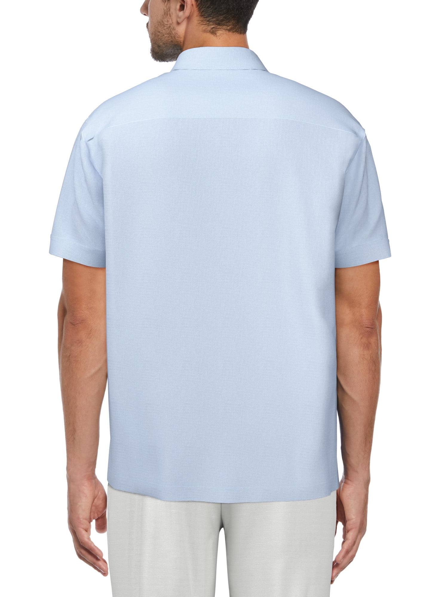 Cafe Luna Men's and Big Men's Short Sleeve Linen Cotton Tuck Panel Woven Shirt, Sizes S-5XL